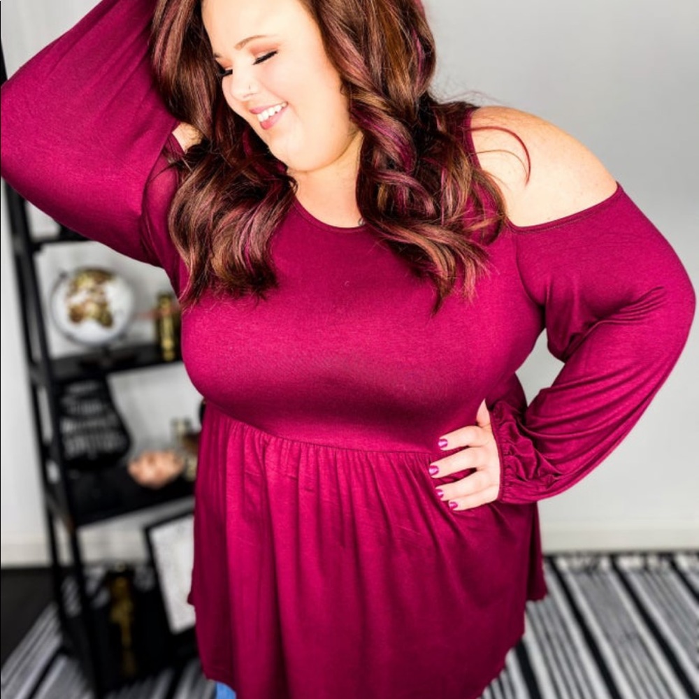 2XL Cold Shoulder babydoll top
